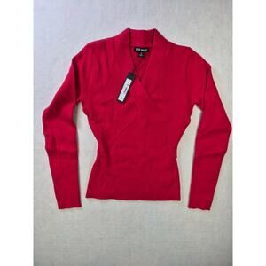 Classy Old Money Luxury Sweater Red Steve Madden sz S #2202